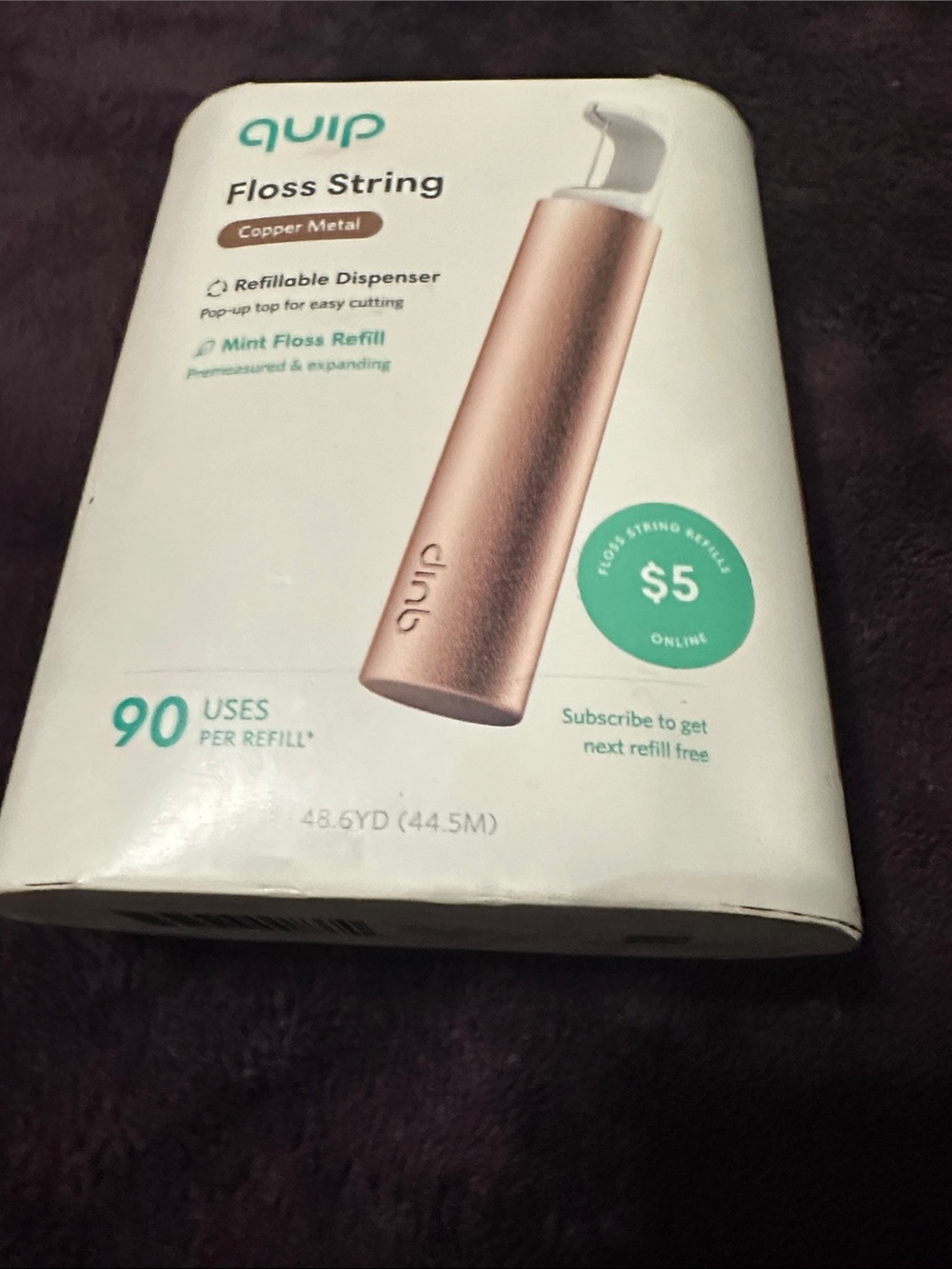 quip Copper Metal Floss String Refillable Dispenser - Copper NWT college gift